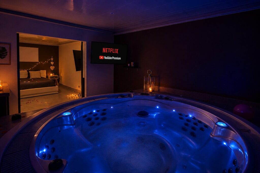 Jacuzzi chambre ambiance — Loft Private Spa